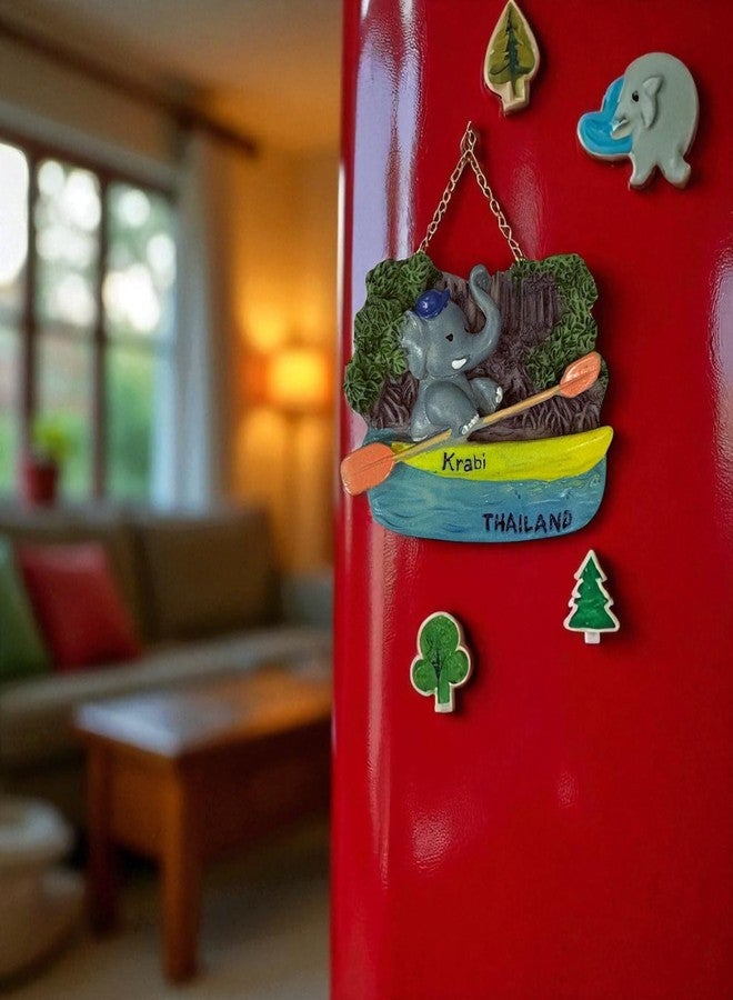 KRIWIN Travel Souvenir 3D Resin Fridge Magnets, Decorative Hand Painted Country Theme Collection with Strong Magnetic Back (Grey Krabi) - Image 2